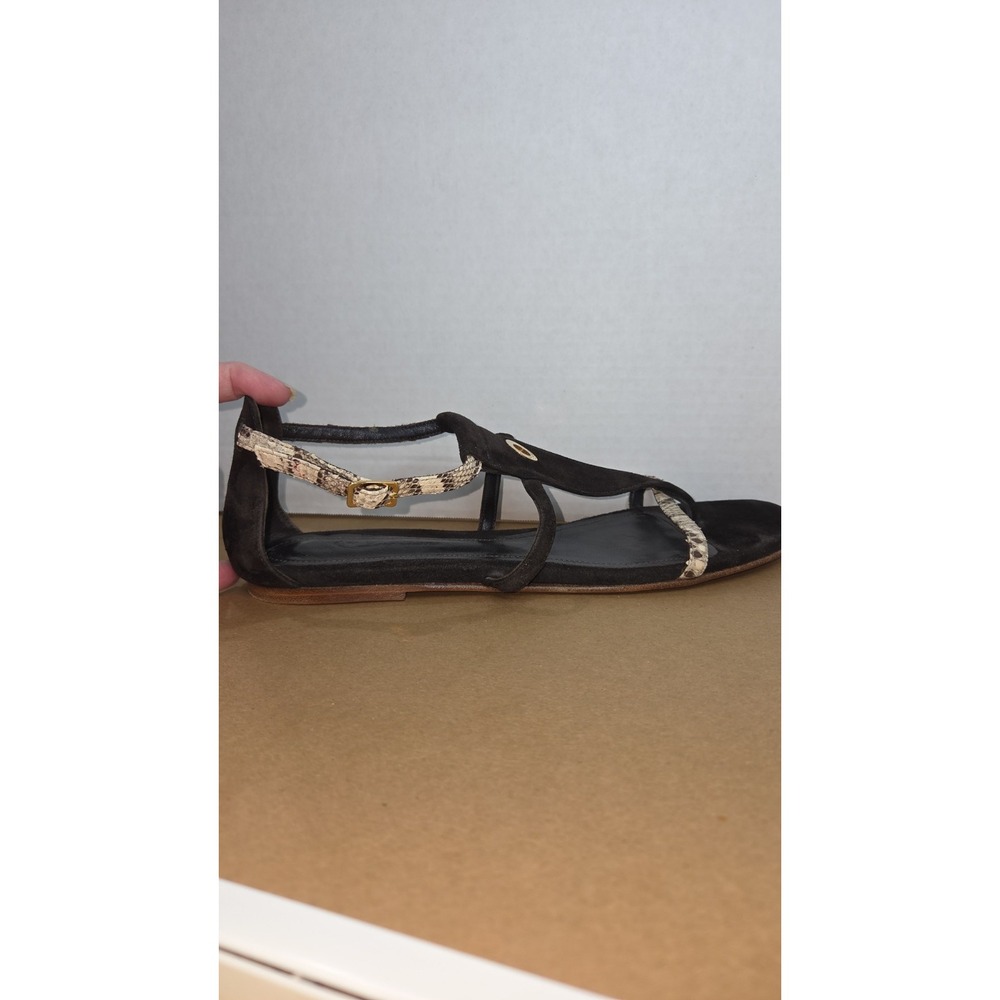 Loro Piana Sandals Black Suede Snakeskin Size 10 Authenticated - Picture 16 of 16
